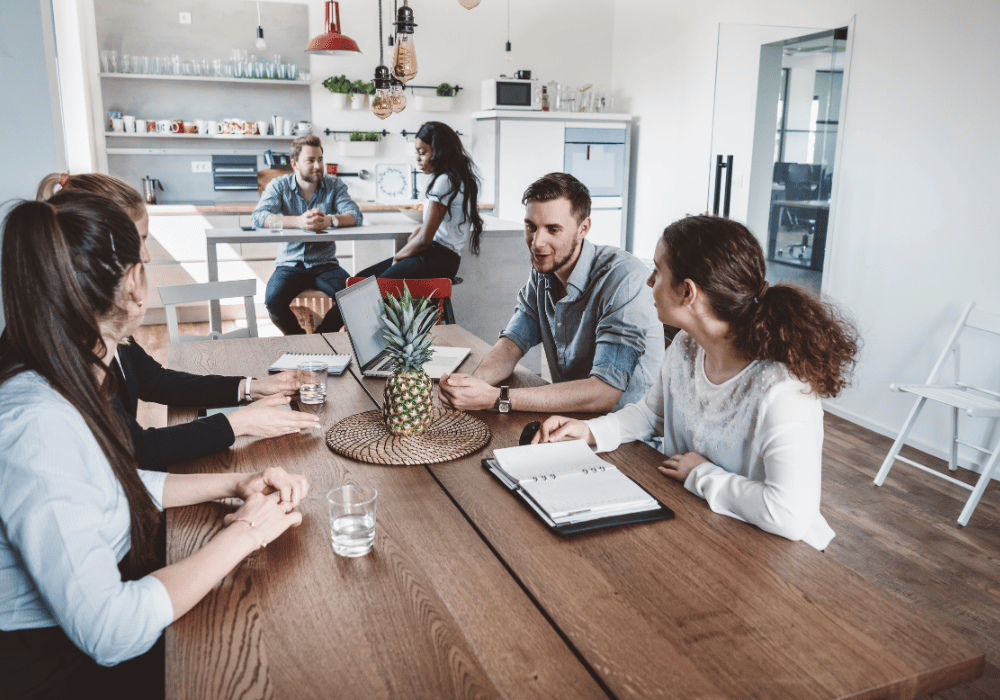 People in Clean Office Kitchen